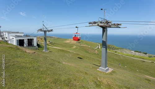 Llandudno north Wales united kingdom 02 June 2023 The Llandudno Cable Car is an attraction which runs for over a mile, along the Great Orme and rising over 200 metres photo