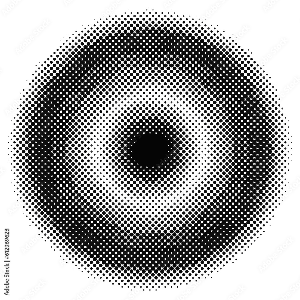 Abstract pop art comic style gray circle halftone isolated on white background Vector. Monochrome printing raster. Dotted illustration. Abstract vector halftone background. Dot spray gradation vector