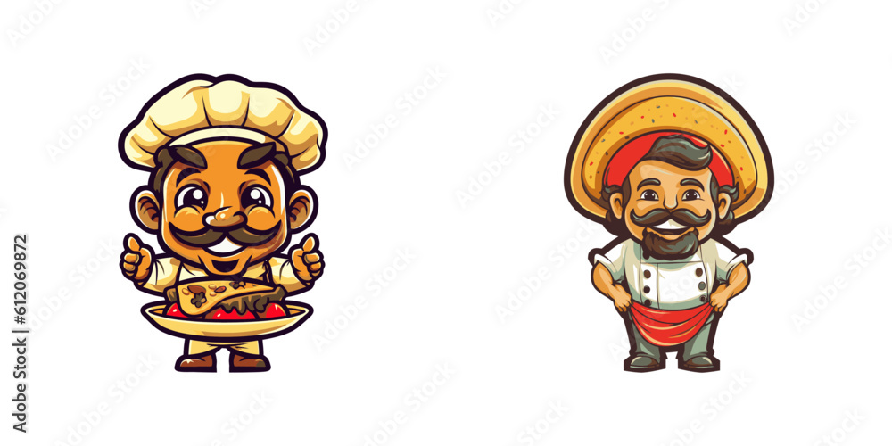 Cartoon mexican chef. Vector illustration.