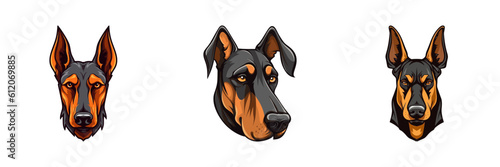 Doberman face cartoon icon. Vector illustration.