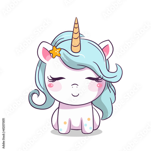 Cute cartoon magic unicorn for kids. Vector illustration.