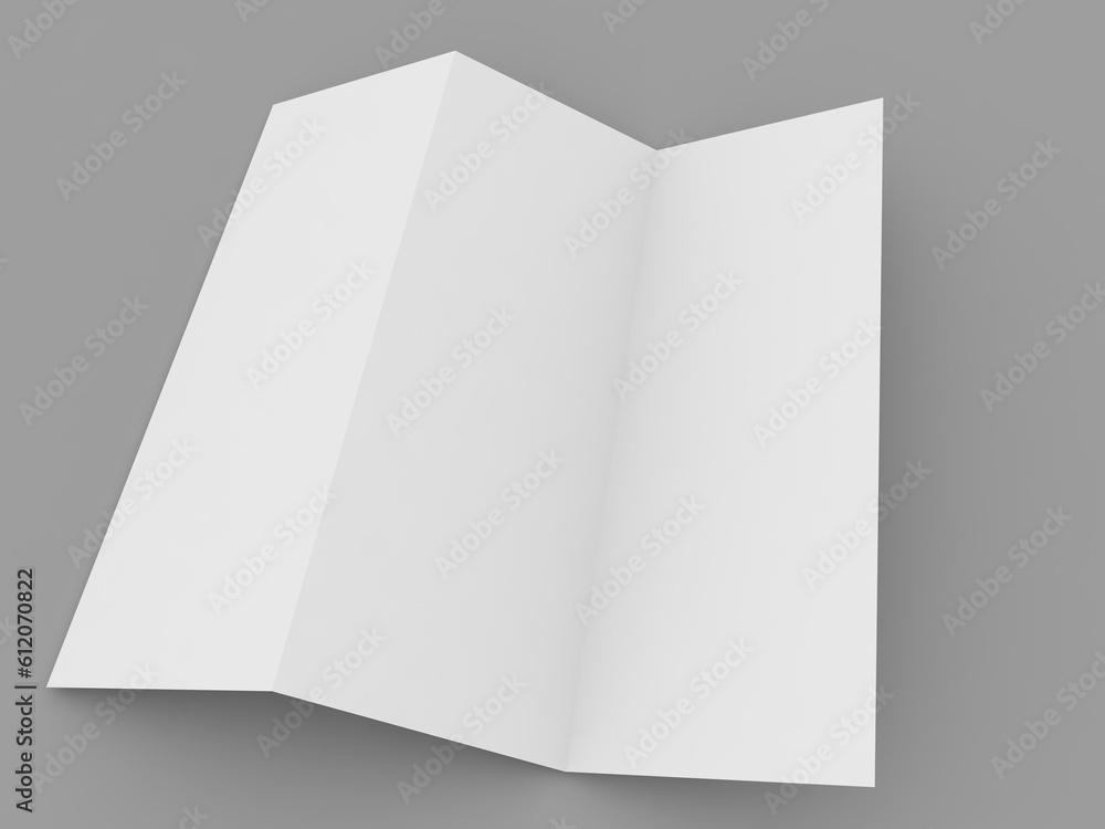 Empty blank paper brochure on gray background. 3d render illustration. Empty blank paper brochure on gray background. 3d render illustration.