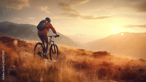 A fearless mountain biker conquers trails with highspeed action, jawdropping jumps, and adrenalinefueled competition thrill seeker. Ai generative.