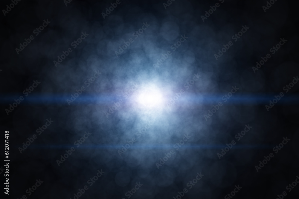 Artistic cosmos with dust particles and bright spot star light illustration background.