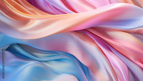 Wallpaper Mural Colorful silk background. A soft and elegant fabric with abstract waves. Luxurious satin texture in pastel colors. Perfect for artistic and romantic presentations. Ai generative. Torontodigital.ca