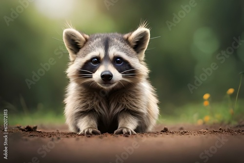 closeup of a raccoon in the forest