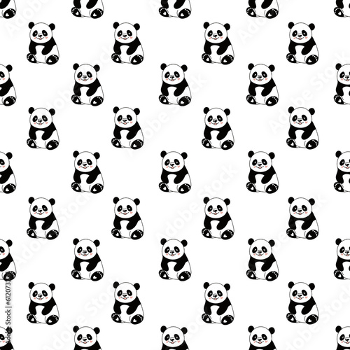 Seamless pattern with cute panda 