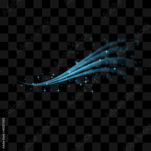 Vector Blue Fresh Air Effect on Checkered Background. Water Transparent Flow. Glow Swirl Light