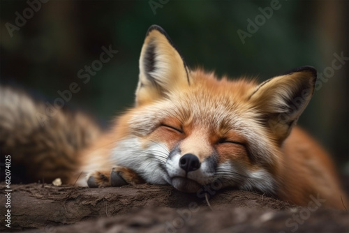 a fox is sleeping