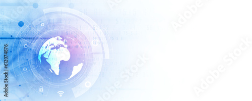 internet digital security technology concept for business background. Lock on circuit board