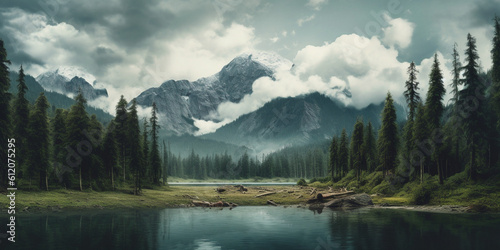 lake and mountains