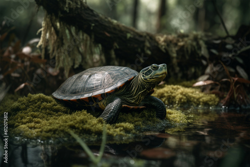 Generative AI.
a turtle in a swamp