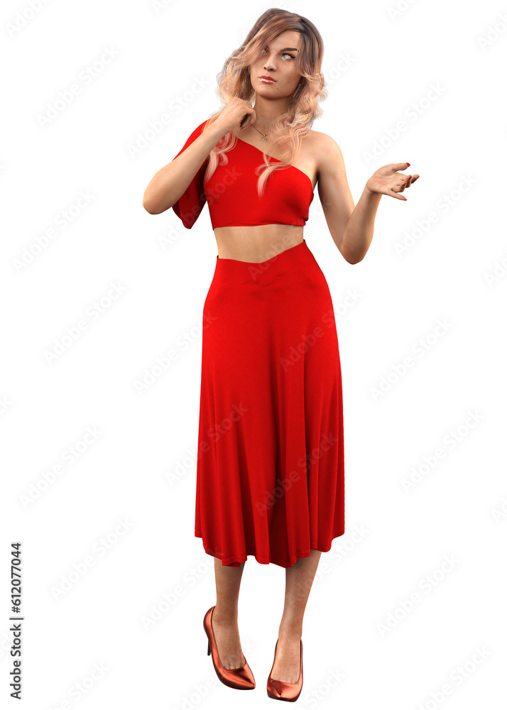 3D Woman in red skirt and top 3D Woman in red skirt and top