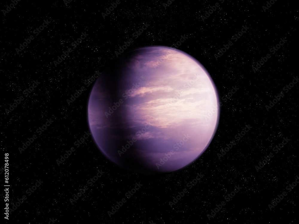 Extrasolar Planet a few light years from Earth. Realistic exoplanet covered with clouds. Alien world in the depths of space. Extrasolar Planet a few light years from Earth. Realistic exoplanet covered with clouds. Alien world in the depths of space.