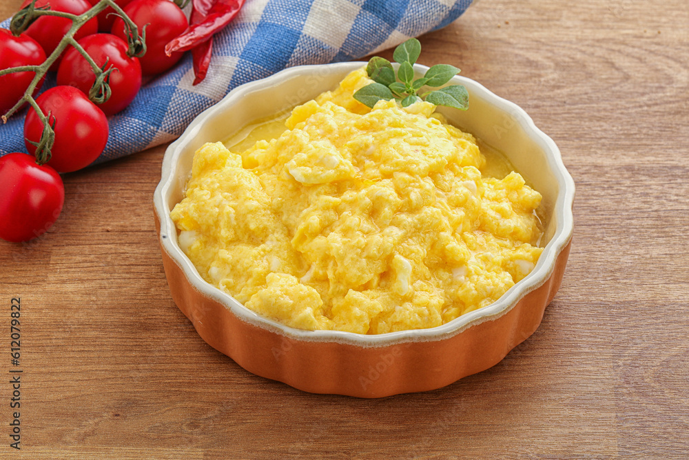 Scrambledd egg in the bowl Scrambledd egg in the bowl