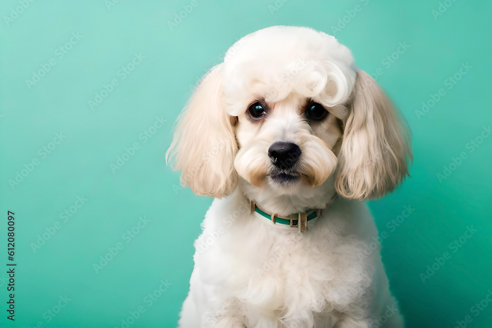 Poodle dog on mint green background Poodle dog on mint green background