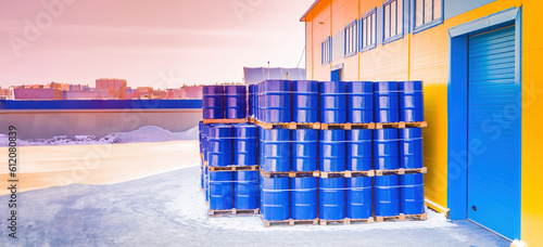 Barrels. Warehouse of chemi...