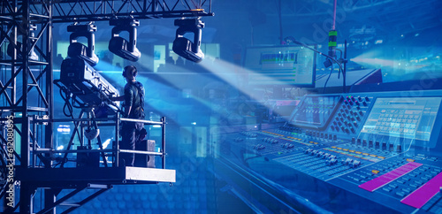 Checking stage equipment. C...