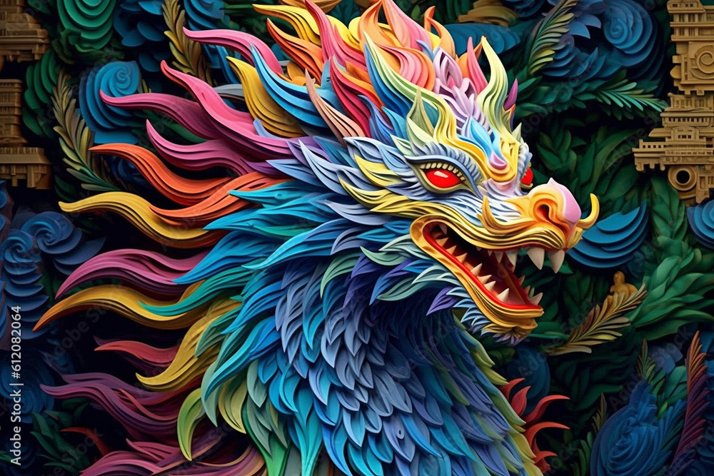 Dragon paper quilling Generative AI Dragon paper quilling Generative AI