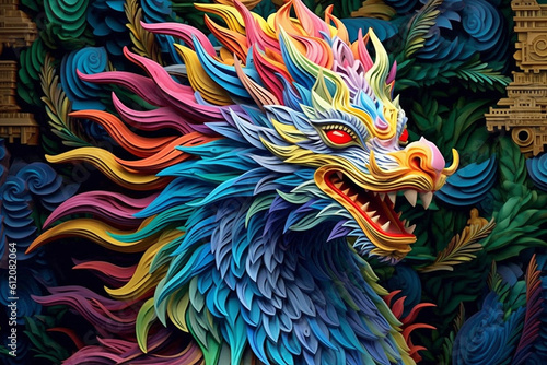 Dragon paper quilling Generative AI