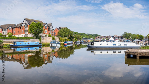 Panorama of narrow boats in Northwich Quay photo