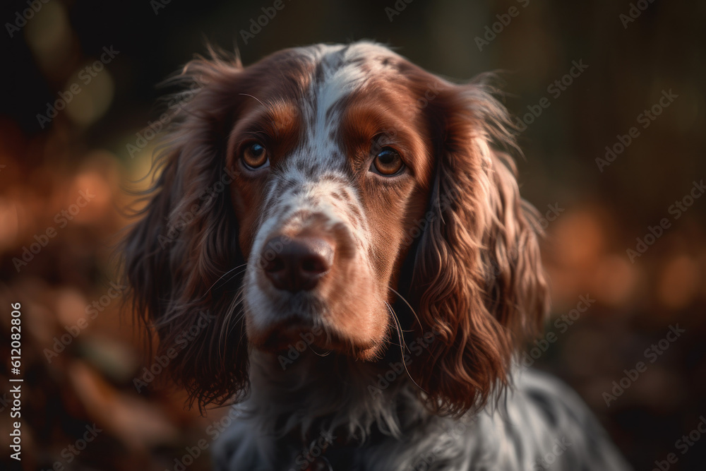 Portrait of a dog of the Setter breed close-up, generative ai Portrait of a dog of the Setter breed close-up, generative ai