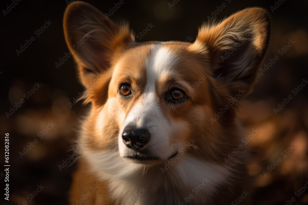 Portrait of a dog of the Welsh Corgi breed close-up, generative ai Portrait of a dog of the Welsh Corgi breed close-up, generative ai