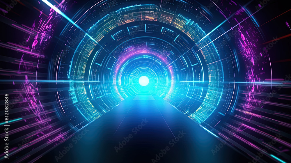 Futuristic Connections: Embracing the Evolutionary Path of Technology Key in a High-Speed Abstract Environment. Ai Generative.