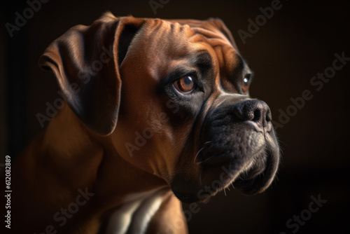 Portrait of a dog of the Boxer breed close-up, generative ai © Henryzoom