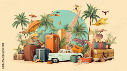 Travel and tourism concept, holiday summer trip background banner or wallpaper