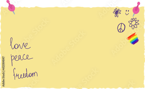 Torn Paper Note. Hand Drawn Sticker for Planner, Scrapbook, Diary, Schedule. Cute element in Retro Style. Vector Cartoon Isolated Illustration