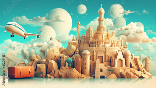 Travel and tourism concept, holiday summer trip background banner or wallpaper