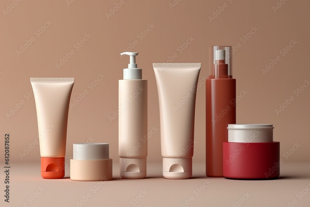 Mock up display for cosmetics, make up, fragrance and skincare concept, beauty and health sector Mock up display for cosmetics, make up, fragrance and skincare concept, beauty and health sector