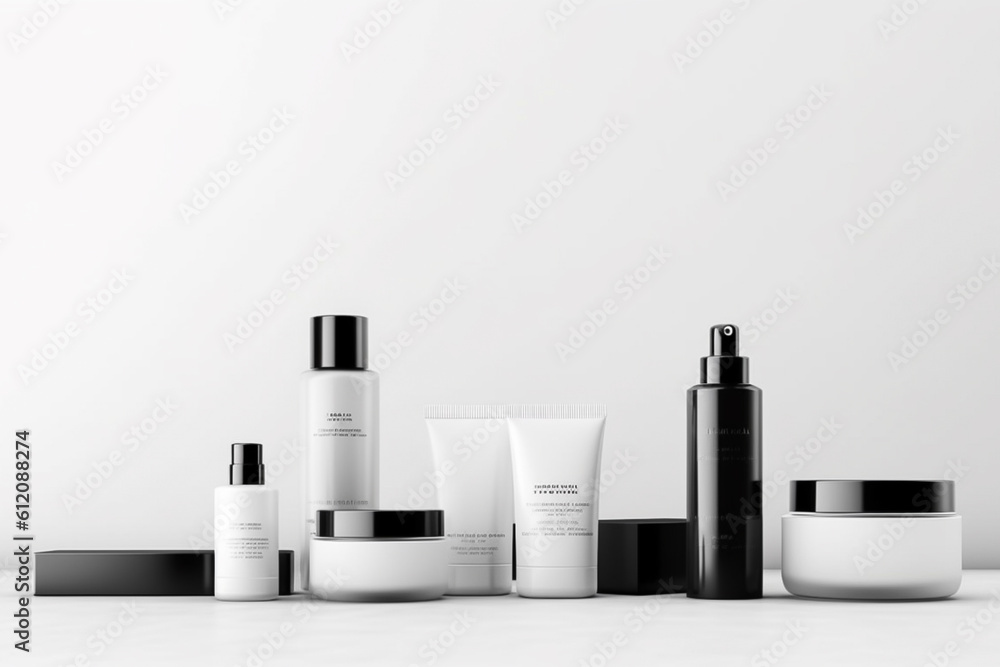 Mock up display for cosmetics, make up, fragrance and skincare concept, beauty and health sector Mock up display for cosmetics, make up, fragrance and skincare concept, beauty and health sector