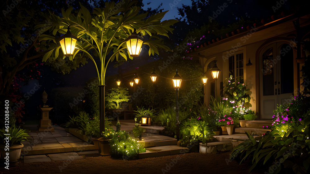 Luxurious Shining Lights Garden Environment Luxurious Shining Lights Garden Environment