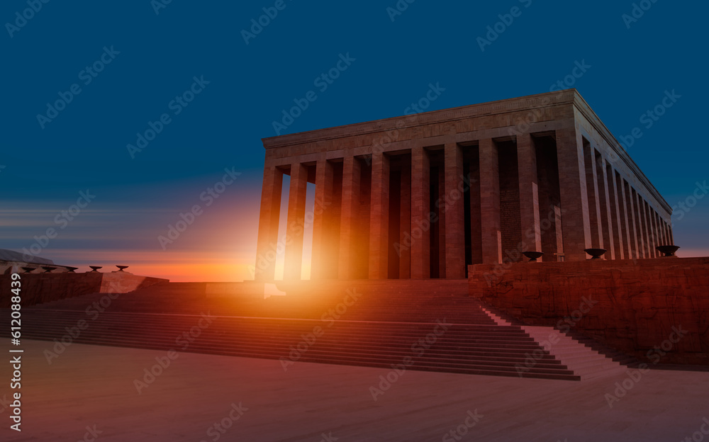Mausoleum of Ataturk at amazing sunset - Ankara, Turkey