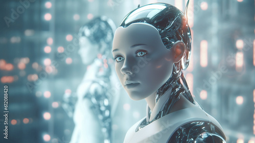young adult woman as cyborg...