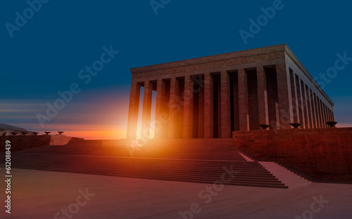 Mausoleum of Ataturk at amazing sunset - Ankara, Turkey