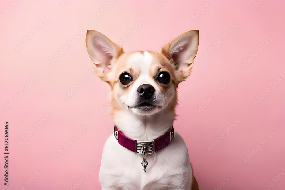 Chihuahua on soft pink background