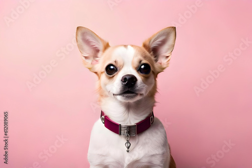 Chihuahua on soft pink background © Beste stock