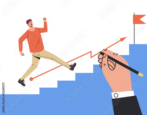 Success stair goal step career climb concept. Vector graphic design illustration