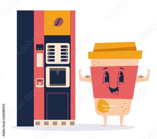 Coffee machine drink isolated concept. Vector design graphic illustration