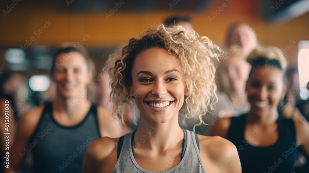 in gym, young adult woman