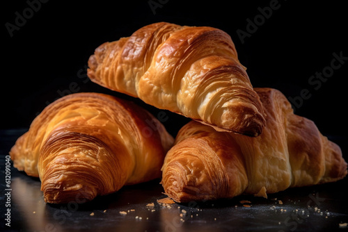 Croissant pastries. Generative AI illustration