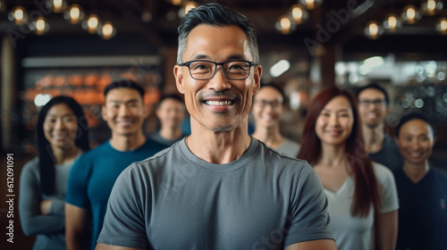 in gym, mature adult man