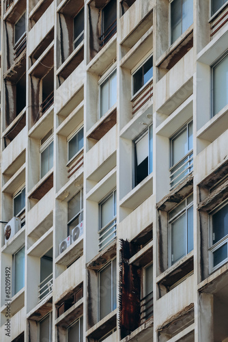 Close-up of a typical facade in Beirut, Lebanon