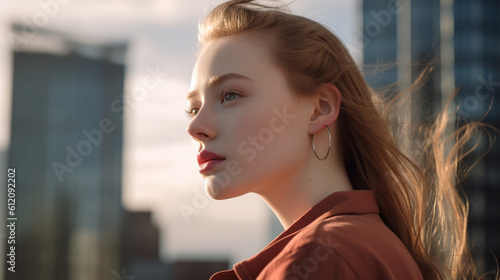 young adult woman standing ...