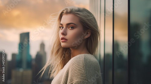 young adult woman standing ...