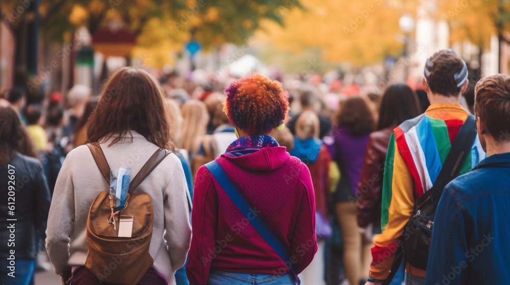 LGBTQ protest, fictional location, crowd protesting, demonstrations in a city, protest march, rainbow flags,rainbow flags LGBTQ protest, fictional location, crowd protesting, demonstrations in a city, protest march, rainbow flags,rainbow flags