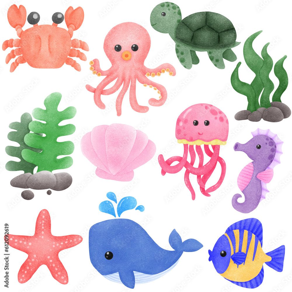 Obraz premium sea animals collection